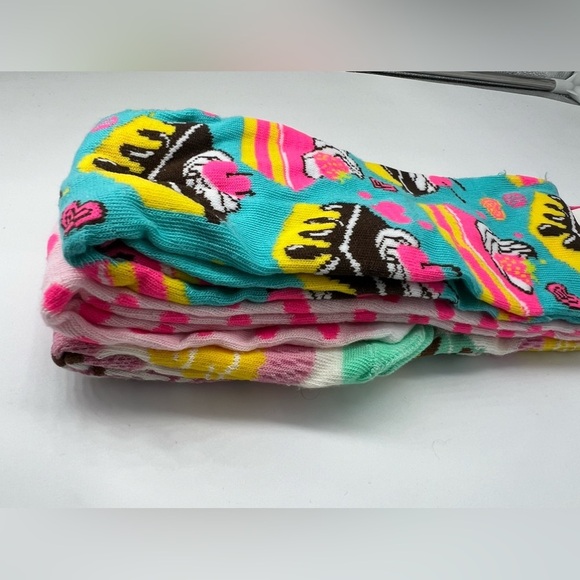 Socks fun socks colorful socks new 3 pairs cupcake socks cake design pink cookie - Picture 2 of 7